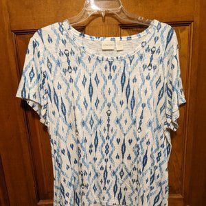 Chico's blue and white top size 3/XL